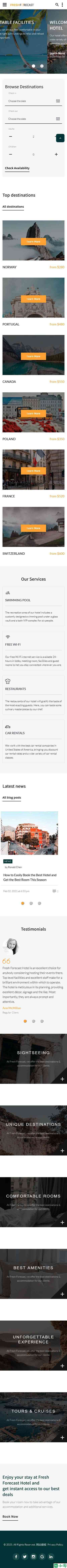 旅游景点酒店预订网站模板-手机预览